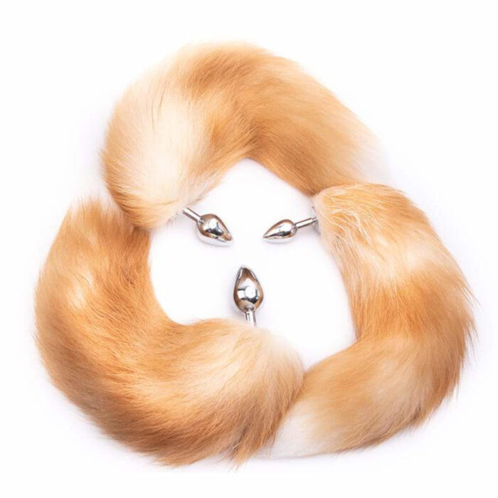 Orange Metal Cat Tail Butt Plug